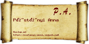 Pöstényi Anna névjegykártya